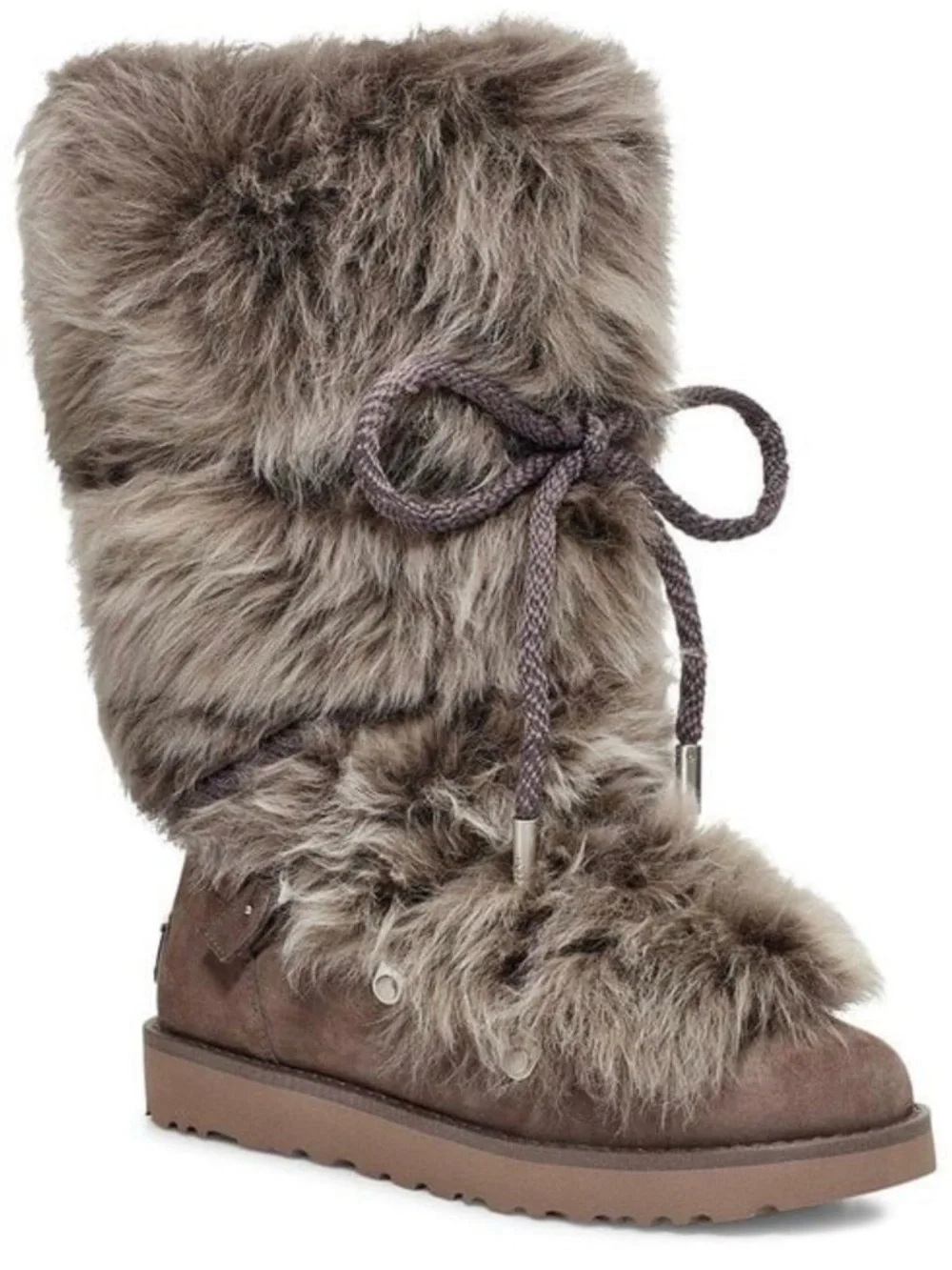 UGG Women's Tall Fur-Trim Winter Boots in Taupe Brown NEW WITHOUT BOX